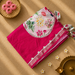 Pure Dola Silk Patli Style Saree with Applique , Aari and Mirror work