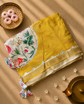 Pure Dola Silk Patli Style Saree with Applique , Aari and Mirror work