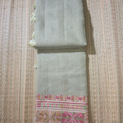Linen Tissue Saree with Embroidery and Mirror Work