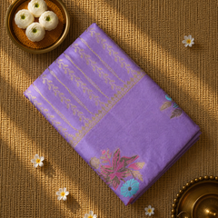 Premium Semi Mysore Crepe with Woven Meena Butis and Rich Pallu
