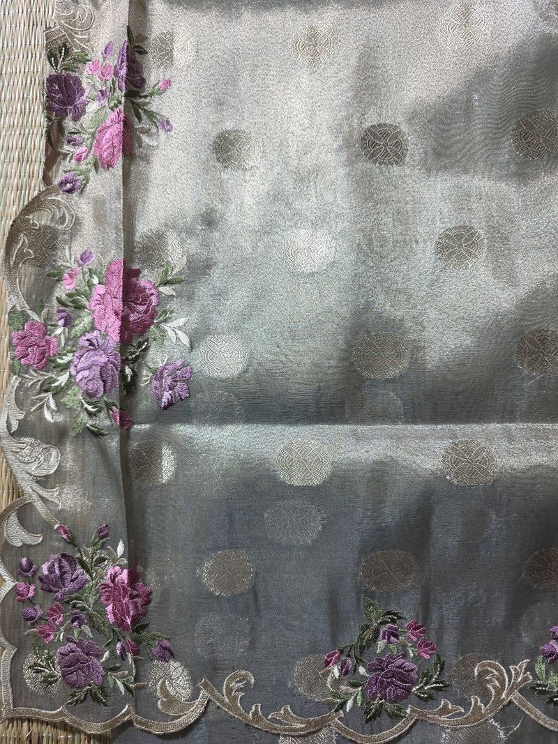 Banarasi Tissue Saree with Scallop Border