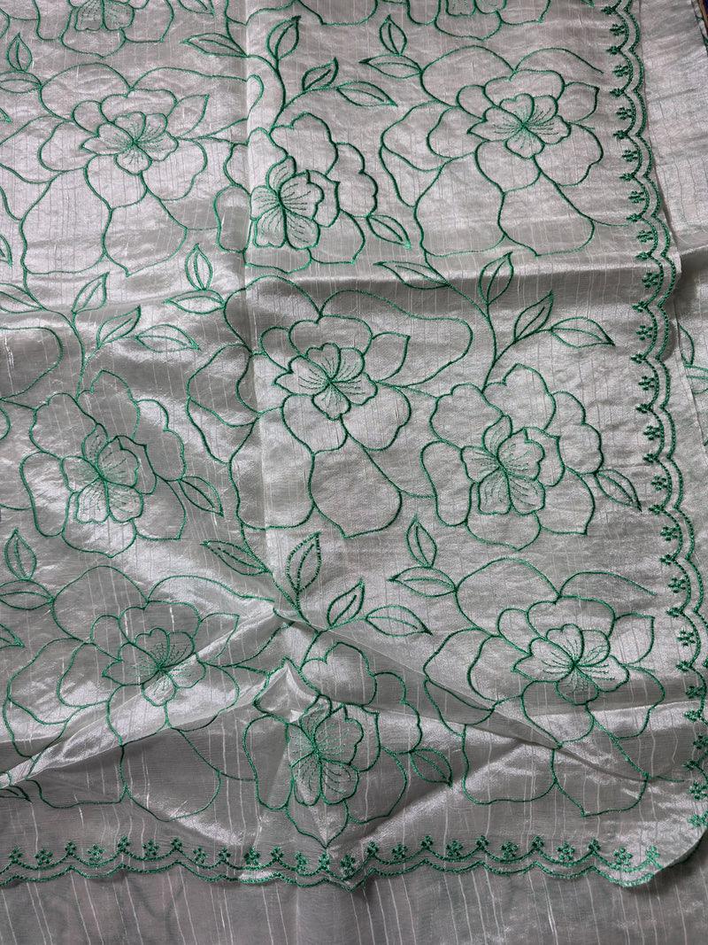 Ivory Pure Chanderi with all over Thread work