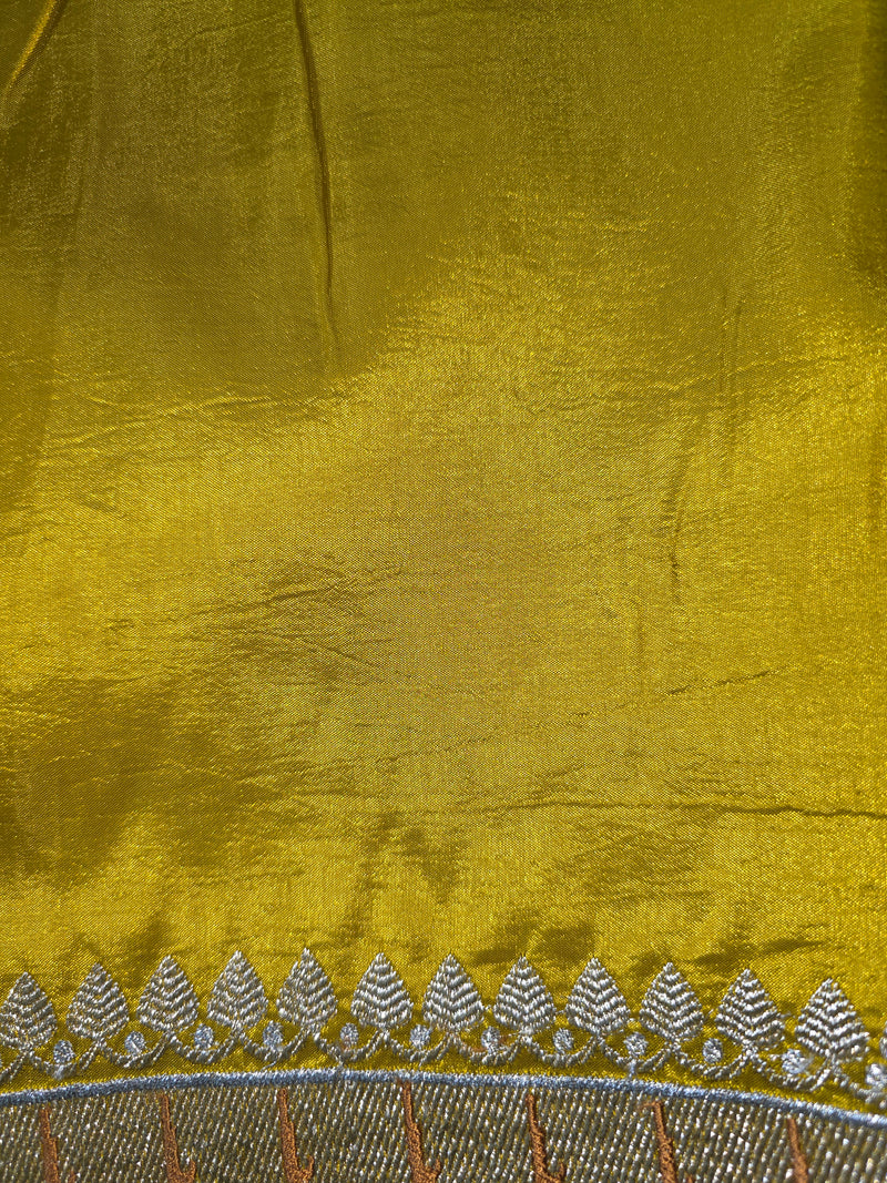 Yellow Pure Raw Silk Saree with Classic Embroidery