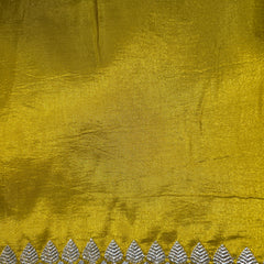 Yellow Pure Raw Silk Saree with Classic Embroidery