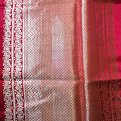 Pure Raw Green Mango Saree with Rich Pallu