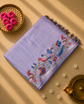 Tussar Silk Saree with Embroidery and Zari Checks