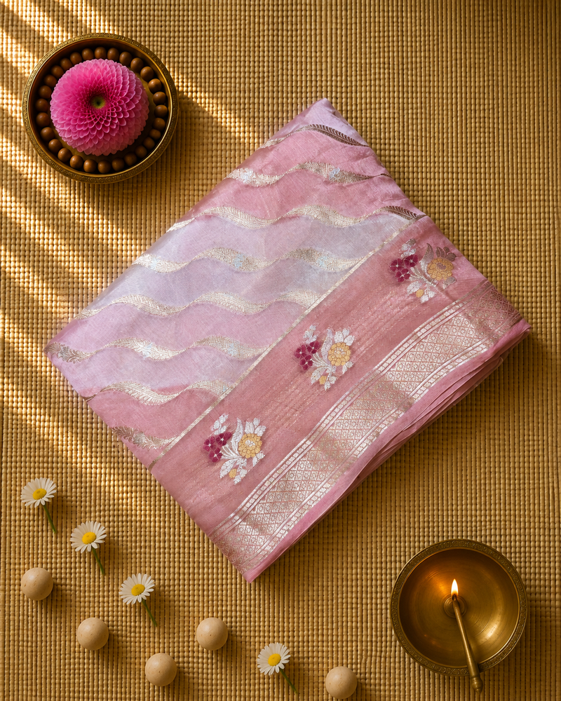 Pure Kora Silk Saree with Rangkat Weaving