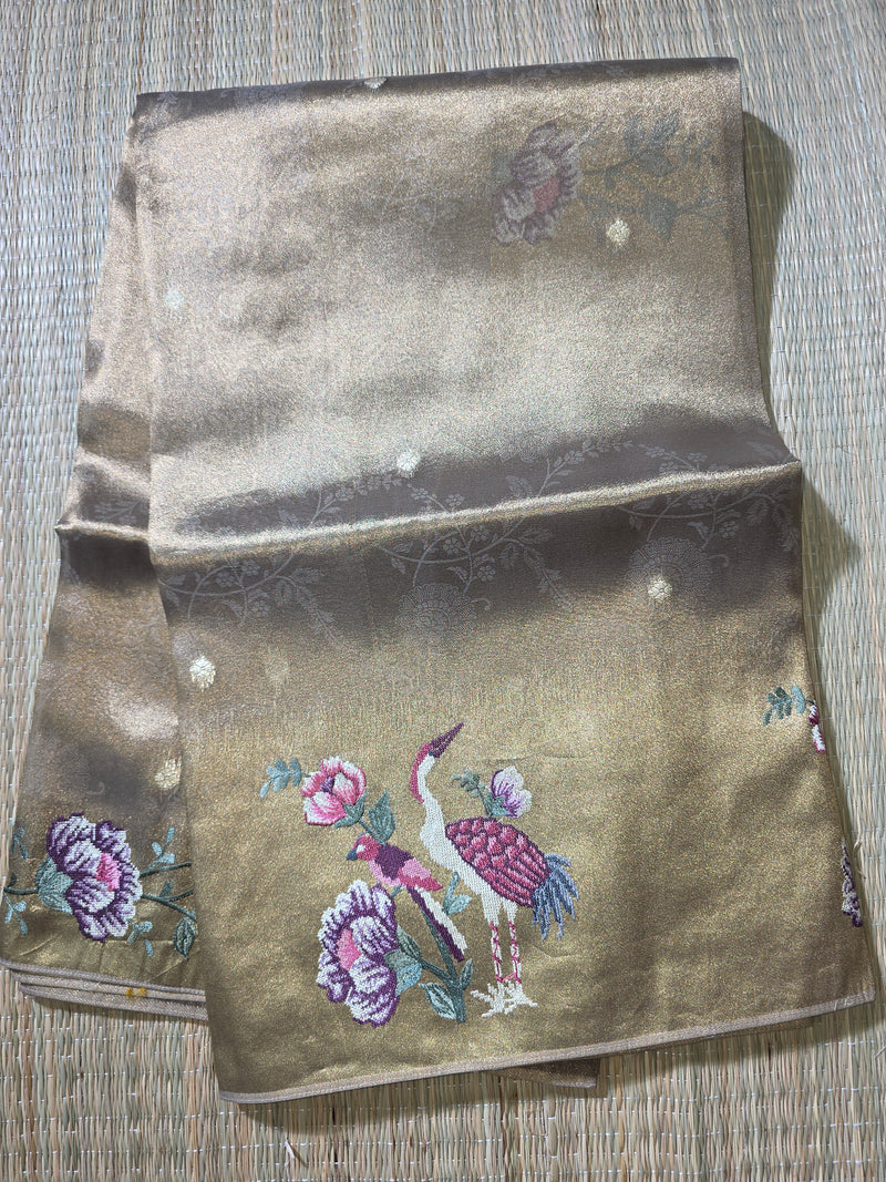 Pure Kore Tissue Saree with Petit Point Embroidery