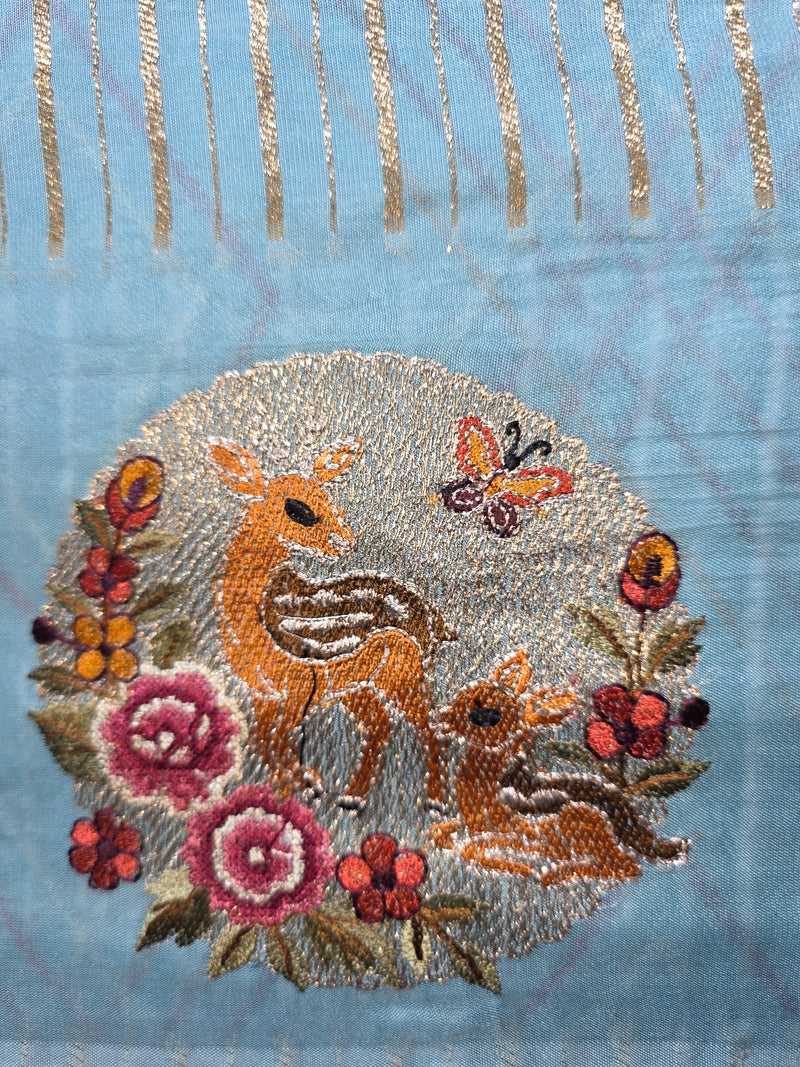 Pure Banarasi Tissue Saree with Petit Point Embroidery
