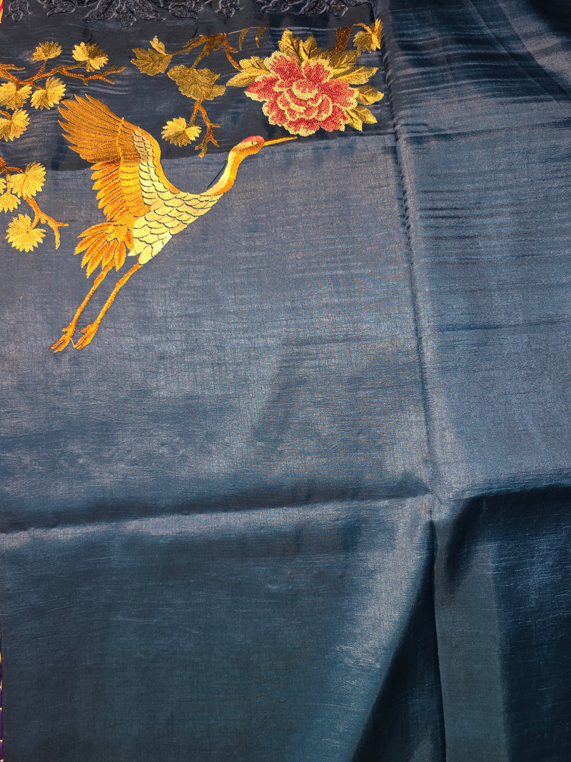 Pure Raw Silk Saree with Embroidery