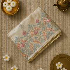 Kota Tissue Saree with Cross Stich Embroidery