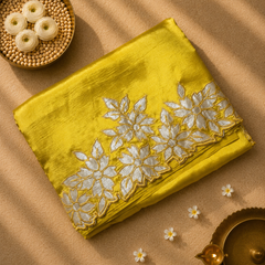 Pure Dola Silk Saree with Placement Applique Work