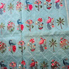 Pure Kota Doria Saree with Embroidery