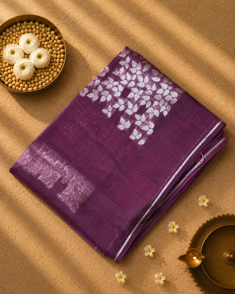 Ombre Shaded Paper Silk Saree with woven motifs