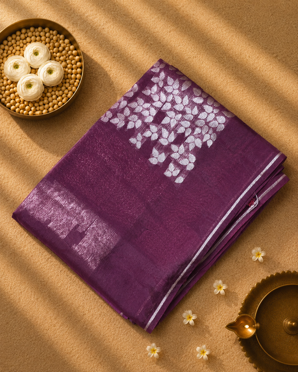 Ombre Shaded Paper Silk Saree with woven motifs
