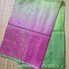 Shaded Kota Silk Saree with Mirror Work and Kalamkar Blouse