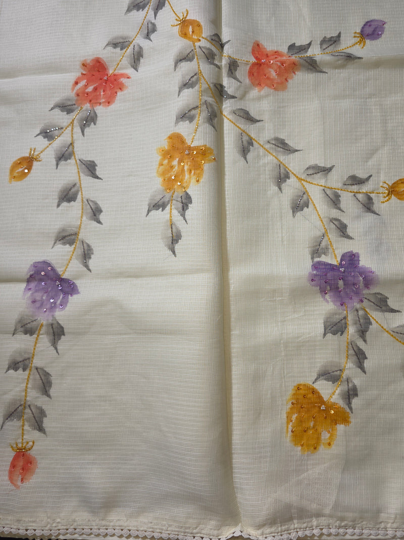 Cotton Kota Saree with Digital Print and Embroidery