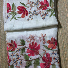 Crush Tissue Saree with Floral Embroidery