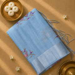 Linen Tissue Saree with Bird Motifs