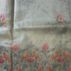 Kota Tissue Saree with Cross Stich Embroidery