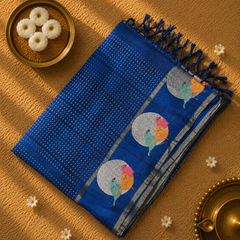 Pure Tussar Silk Saree with Zari Weaving and Embroidery