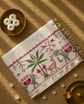 Pure Handloom Tussar Silk Saree with Embroidery and sequins in Muslin Pallu