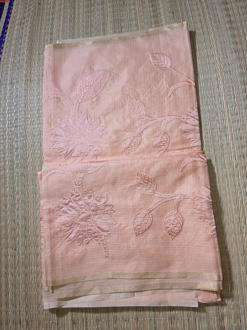 Kota Tissue Saree with Applique Work