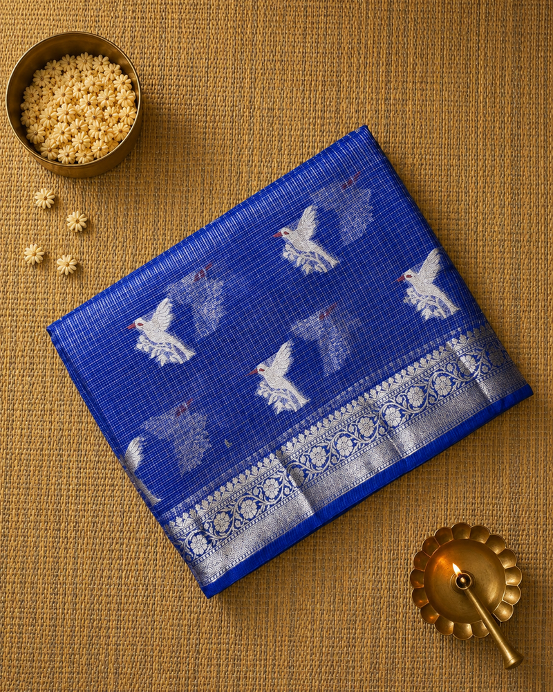 Pure Kota Doria Saree with Bird Motifs