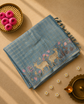 Tussar Saree with Zari checks and Embroidery