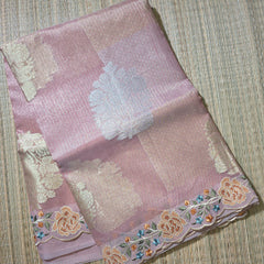 Kota Tissue Saree with Sona Rupa Zari and Scallop Border