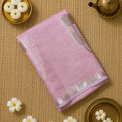 Linen Zari Saree with Tulips