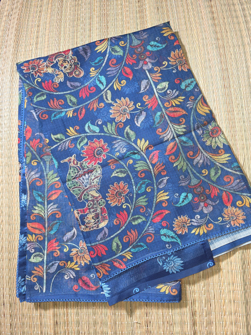 Kalamkari Printed Silk Kota Saree with Aari Work