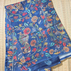 Kalamkari Printed Silk Kota Saree with Aari Work