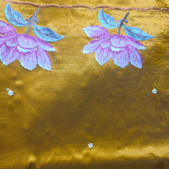 Pure Raw Silk Saree with Cutwork and Embroidery