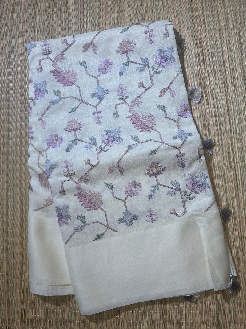 Tussar Saree with Intricate Embroidery