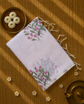 Linen Zari Saree in Checks and Floral Embroidery with Plain Blouse
