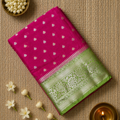 Banarasi Chinon Gorgette Saree with Contrast Blouse