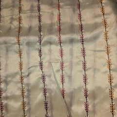 Pure Raw Silk with 10 inch Paithani Border in German Silver