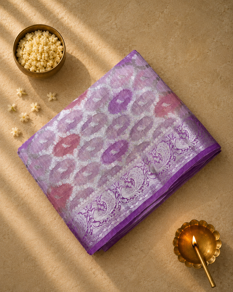 Pure Kota Doria Saree in Rangkat Weaving