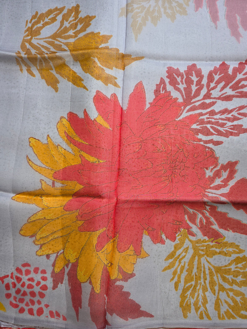 Pure Organza and Satin Fusion Saree with Satin Pleats and Blouse