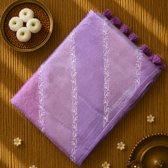 Pure Raw Kora Silk in Rangkat with Embroidery