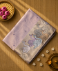 Pure Kora Tissue Silk Saree with Swan Embroidered borders
