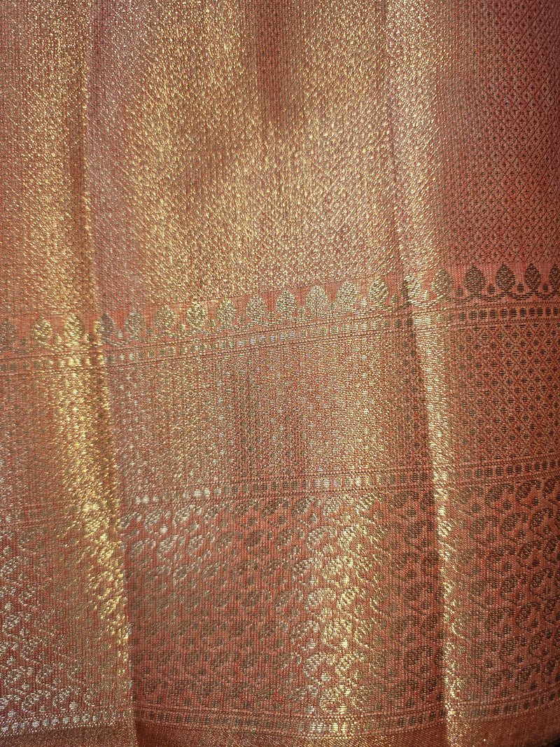 Tussar Saree with Vertical Zari Weaving and Rich Pallu