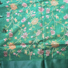 Tussar Linen Saree with Intricate Floral Embroidery