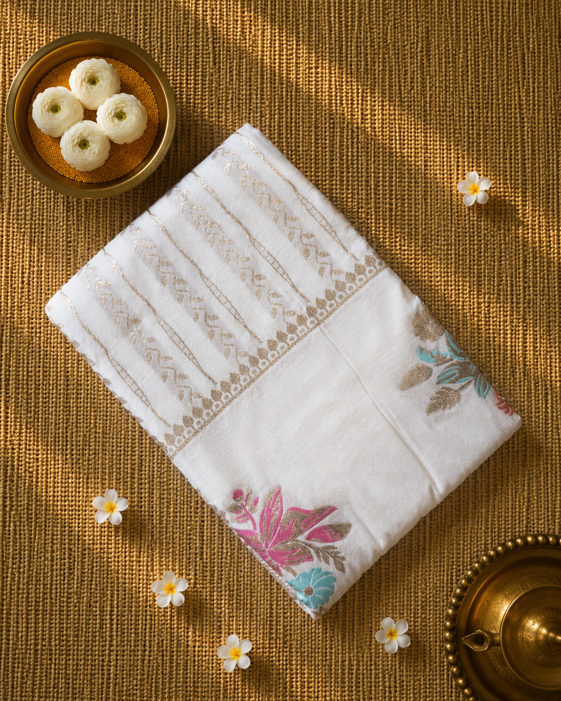 Premium Semi Mysore Crepe with Woven Meena Butis and Rich Pallu