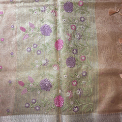 Kota Tissue Saree with Embroidery