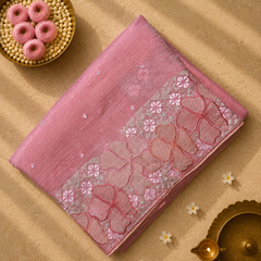 Crush Tissue Saree with Thread and Mirror Work