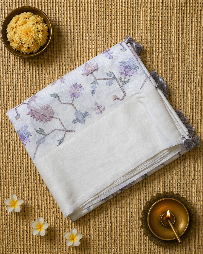 Tussar Saree with Intricate Embroidery