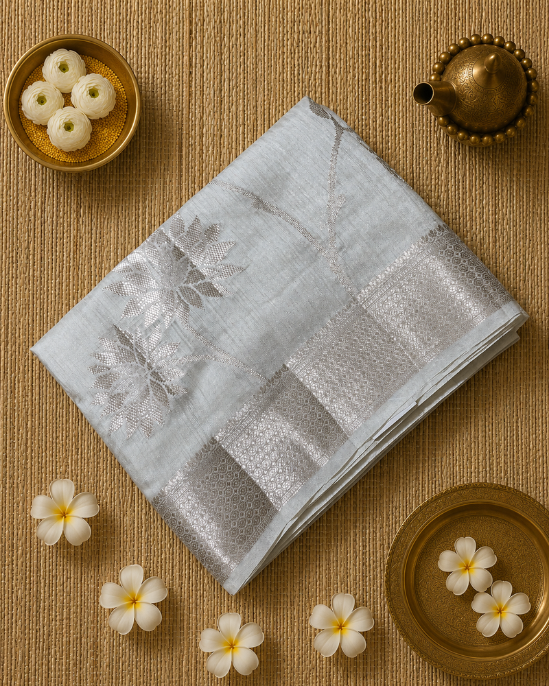 Tussar Saree with Jaal Weaving and Rich Pallu