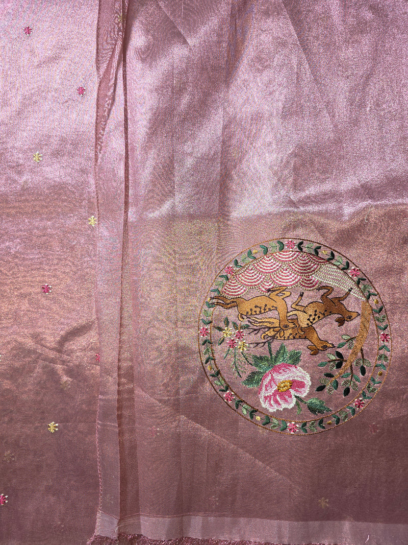 Pure Kora Tissue Saree with Beautiful Embroidery